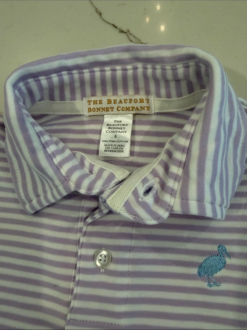 The Beaufort Bonnet Company Lavender & White Striped Polo for Kids
